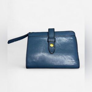 Vintage Blue Leather Fossil Wallet
